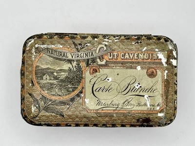 Antique CUT CAVENDISH Virginia Tobacco Tin CARTE BLANCHE Early 1900s