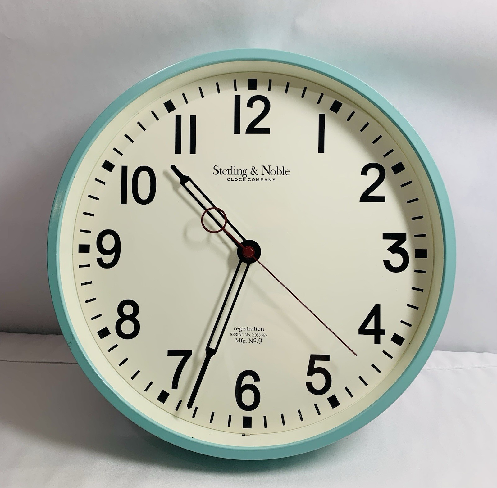 Sterling & Noble Clock Company 12" Retro Round Wall Clock, Glossy Mint