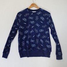Harry Potter Pajama Top Sz Small Blue Soft Velour Long Sleeve Glasses Snitch
