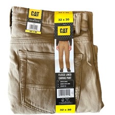 CAT Caterpillar Fleece Lined Canvas Pants Work Insulated Men Flex Utility New