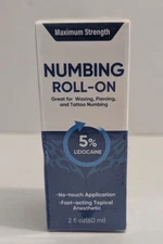 Maximum strength Numbing Roll on Lidocaine Waxing, Tattoo, Piercings 2 OZ