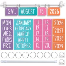 54 Date Cards Rainbow Flip Calendar Bulletin Board Set Adjustable Holder
