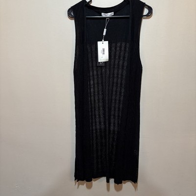 Keren Hart Black Knit Sweater Cardigan Open Front Size Medium