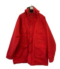 Woolrich Red Hooded Field Jacket Mens XL USA Made Plaid Wool Lined Vtg #131