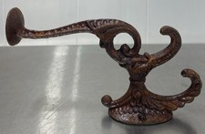 Cast Iron Victorian Style Coat Hat Triple Hook Rusted Vintage