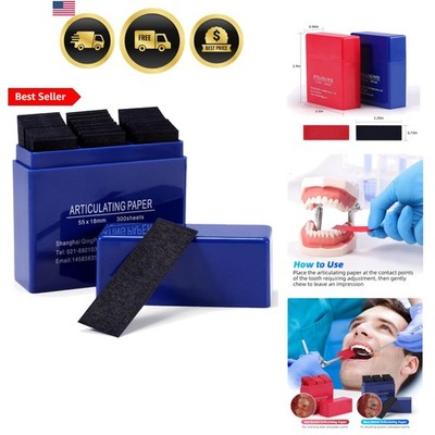 Dental Articulating Paper 300 PCS, Plastic Dispenser Blue 100 Micron Bite Art...