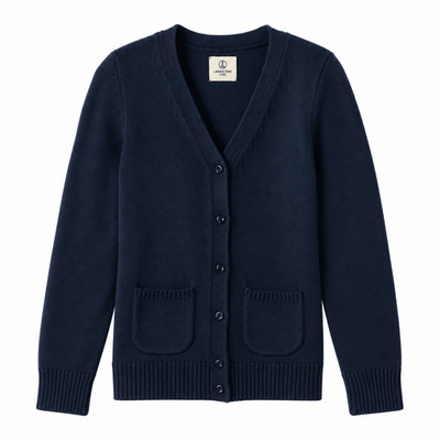 Lands End Girls Navy School Uniform Cardigan Sweater sz S NWT Pockets