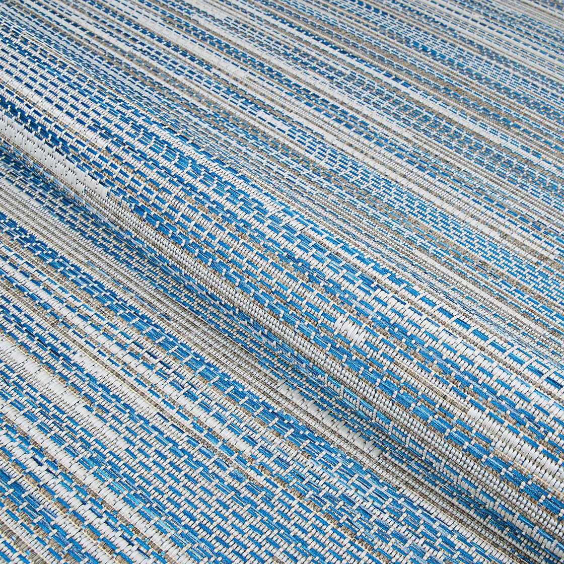 Dream Decor Rugs Carriage House Stria Indoor Outdoor Area Rug Blue Ivory 3x5
