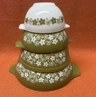 VTG Pyrex Spring Blossom Crazy Daisy #444/403/442/441 Cinderella Bowl Set Of 4