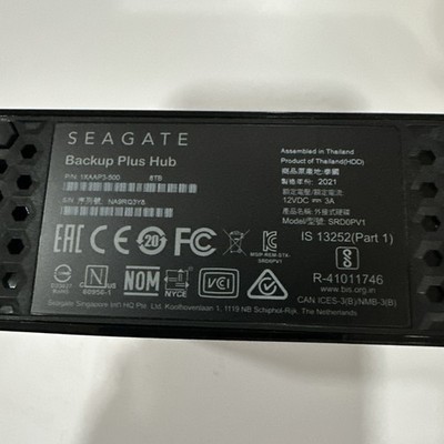 Seagate Backup Plus Hub 8 TB External Hard Drive - Black - Tested, Power Cable
