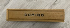 ♥ Vintage altes Domino Spiel Familienspiel in Holzbox 52 Steine ♥