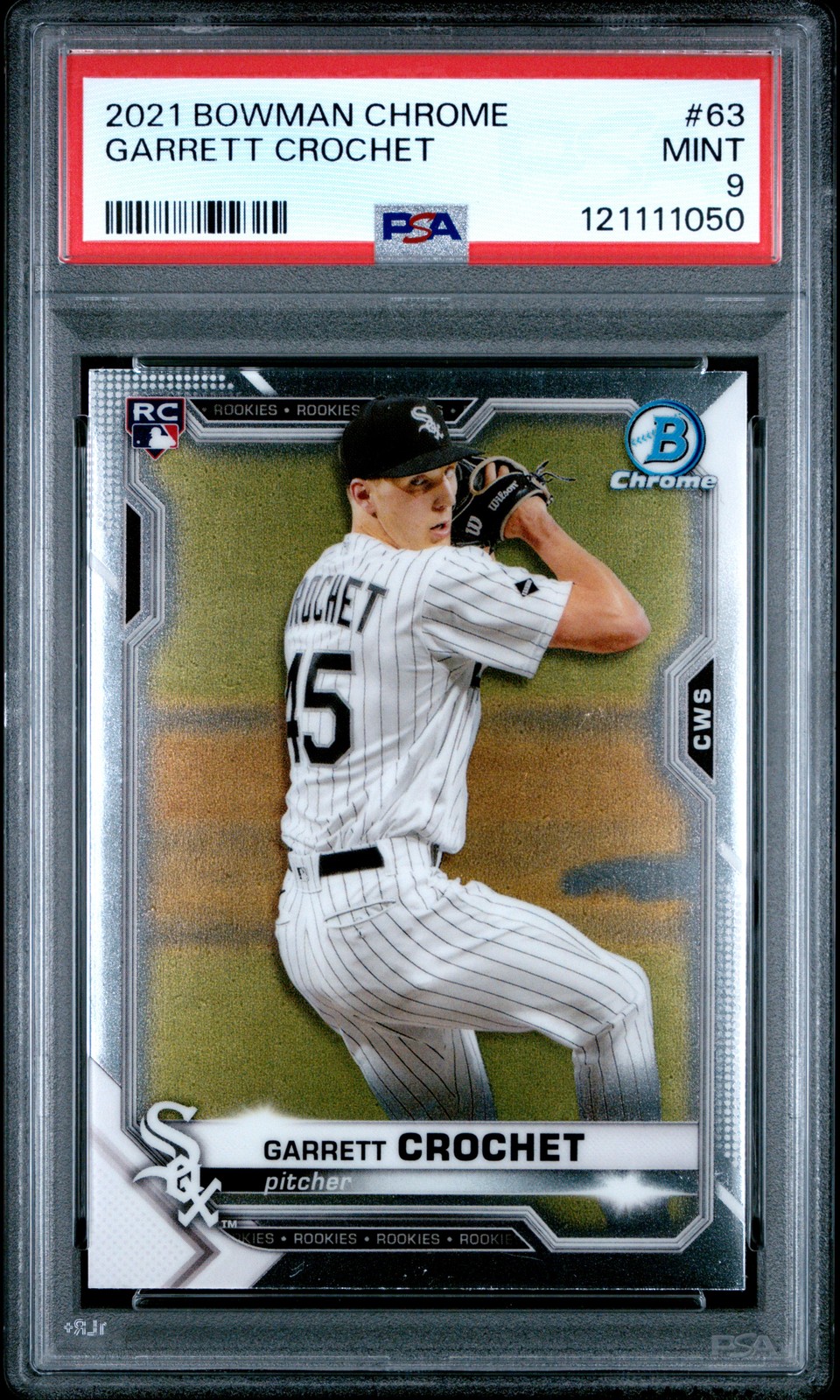 2021 BOWMAN CHROME #63 GARRETT CROCHET ROOKIE RC PSA 9