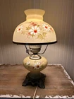 Vintage Hurricane Lamp “Gone With The Wind”   Floral Hand Paint