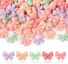 100PCS Resin Bow Assorted Colors Mini Bowknot Flatback Bow for Bridal Hair Clips