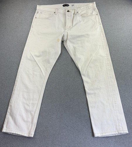 Tom Ford Jeans Mens 40 White Slim Straight Denim Pants Button Fly Made USA