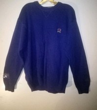 Vintage Tommy Hilfiger Knit Sweater Men's Size Large Blue 100 Cotton, Crewneck