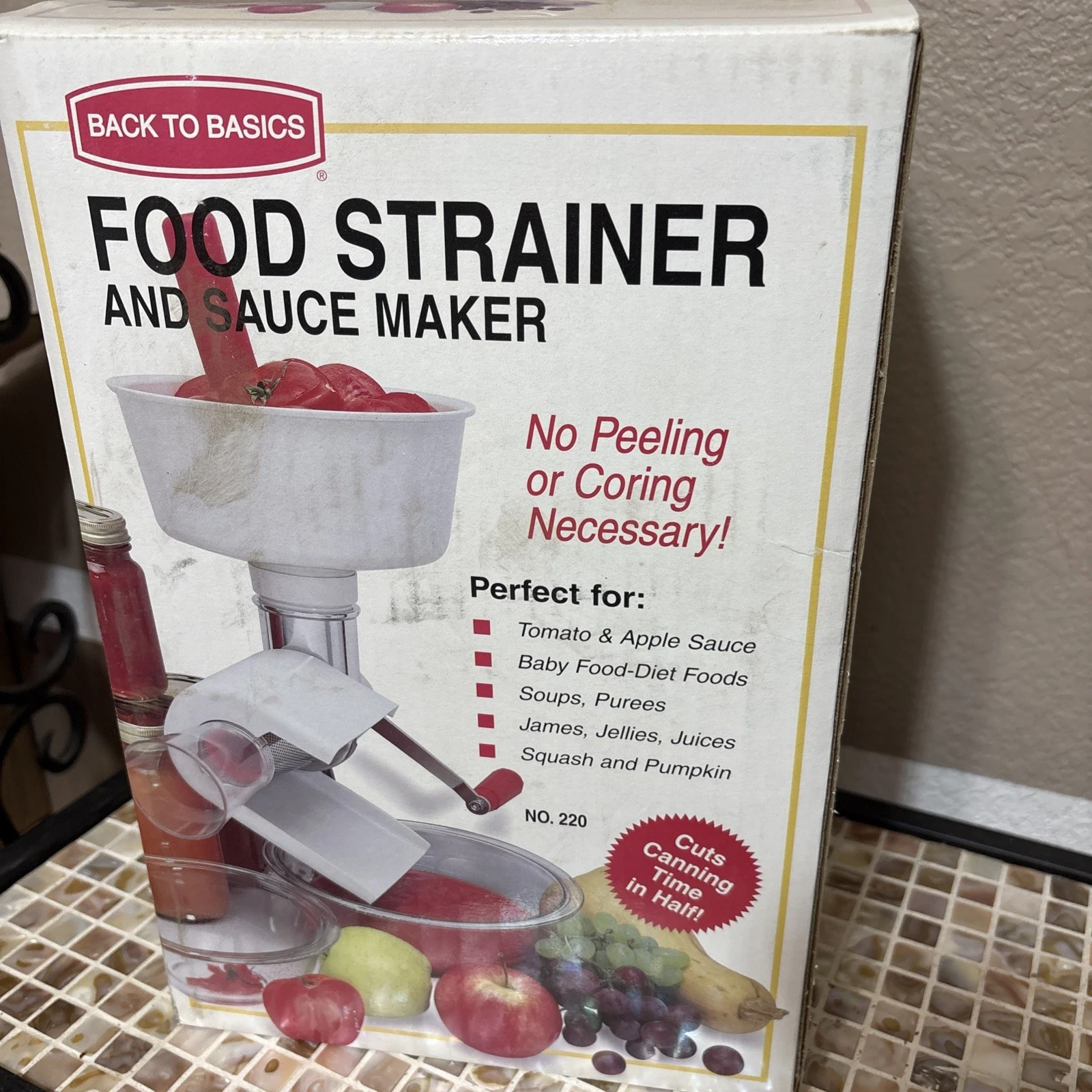 Back To Basics Food Strainer & Sauce Maker Manual Tomato Apple/Salsa Screens 220