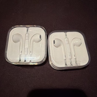 Two (sealed) Apple OEM Earbuds Plug-In Earphones Wired With Case 3.5mm Jack