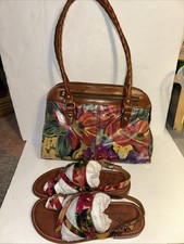 PATRICIA NASH Citrus Sunrise Leather Shoulder Bag With New Matching Sandals 7.5