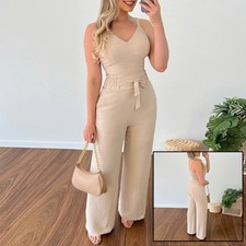 Womens Solid Color Slim Elastic Pleated Two-P...
