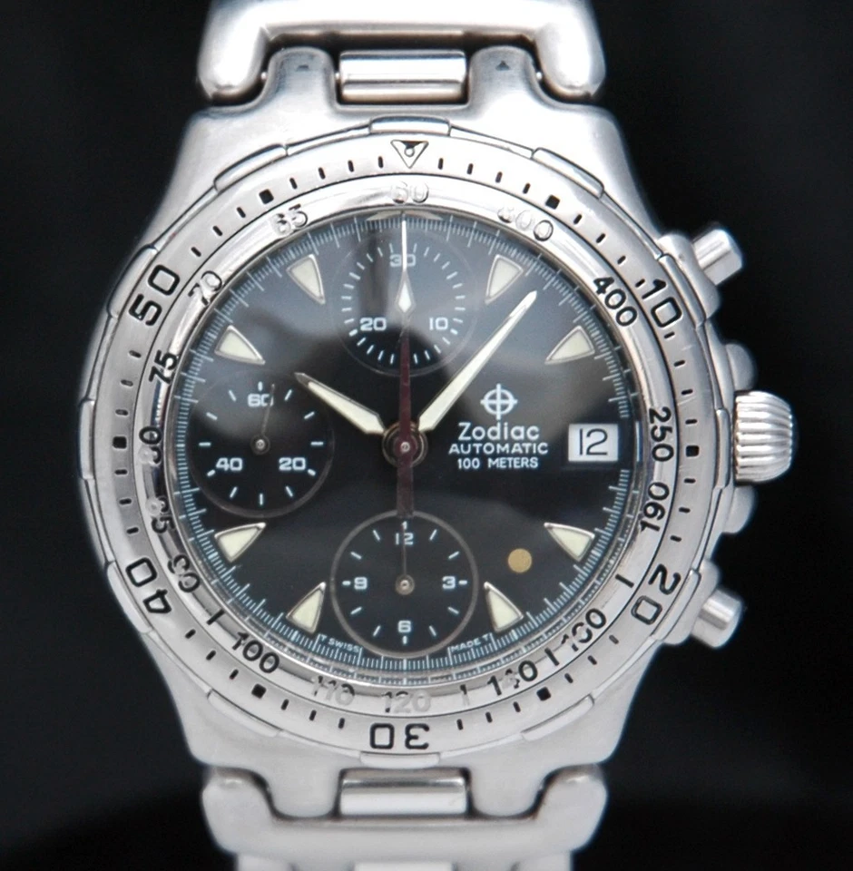 RELOJ ZODIAC Automático CRONÓGRAFO 100M Buzo 406.40.14 Punto Dorado Valjoux 7750 x Foto 2 de 4
