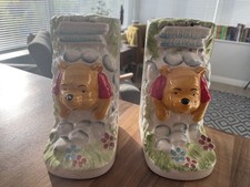 Vintage Walt Disney Productions Winnie The Pooh Ceramic Bookends Japan 70s RARE