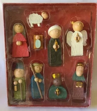 The Promise of Christmas 2014 Wood Carved Nativity Figures Nine Piece