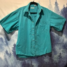 VTG 90s Bugle Boy Collared Button Up Shirt Men  s L. Teal Distressed Grunge Retro