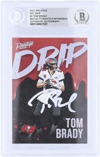 Tom Brady Buccaneers Signed 2021 Panini Prestige Drip White Ink #ND-TB BAS Card