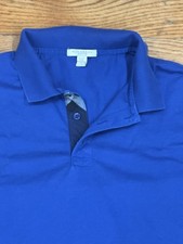 Burberry Brit Polo Shirt Nova Check Short Sleeve Men  s Sz M Trim Fit Blue