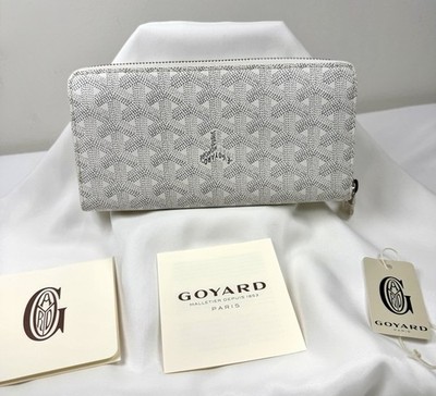 Goyard Matignon GM Zip Long Wallet White Goyardine W/ Tags COA Goyard Matignon GM Zip Long Wallet White Goyardine W/ Tags COA