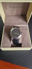 UNWORN PRISTINE MENS BURBERRY BU9356 CHECK THE CITY SILVER BLACK WATCH