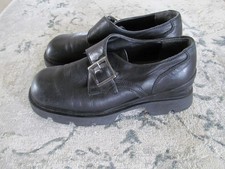 Bass Leather Loafer Black 6.5 VTG Women's Slip On Chunky Sole w/ Buckle