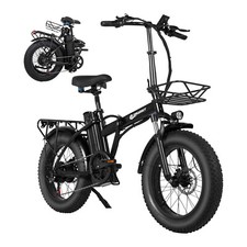 750W Folding Electric Bike 20" Fat Tire Bike 48V Battery 7 Speed 30MPH for Adult