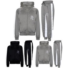 A2Z 4 Kids Girls Boys Tracksuit A2Z Embroidered Contrast Panelled Hooded Top Set