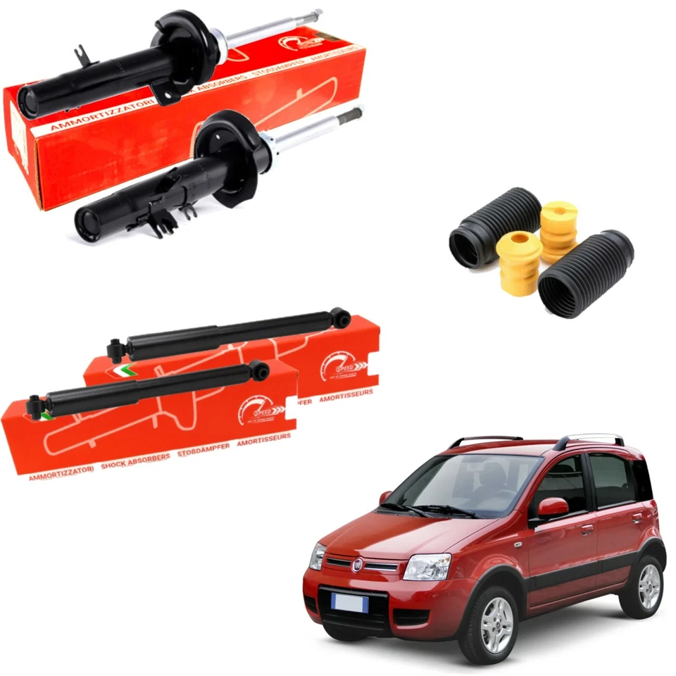 KIT 4 AMMORTIZZATORI COMPLETO CON SUPPORTI TAMPONI ANTERIORI FIAT PANDA 169 4x4