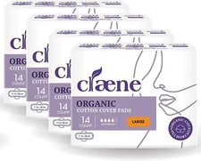    Claene Organic Large Menstrual Pads Sanitary Napkins With Wings 4 Pack, 56 Ct
