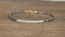 Bracciale fatto a mano Rondelle con perline originali Labradorite + opale eti...