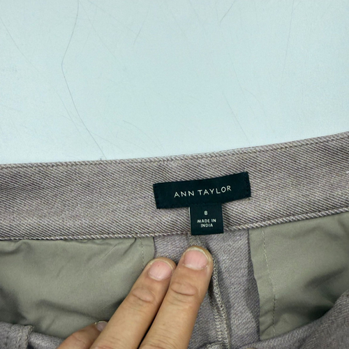 Pantalones Ann Taylor para mujer con botones 8 marrón elástico tejido pierna recta - Imagen 3 de 9