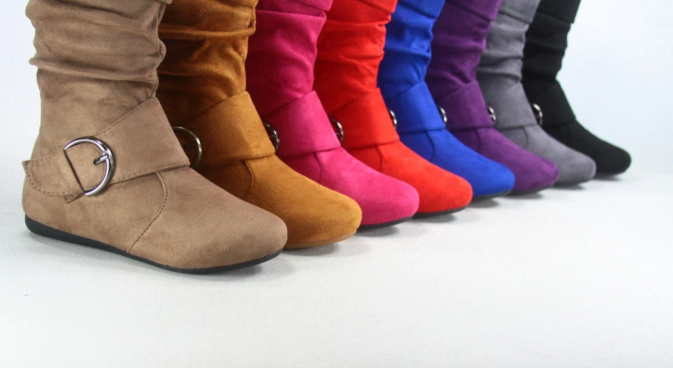 12 Colors Cute Causal Flat Buckle Zip Mid-Calf Girl's Kid's Boots Size 9 - 4 NEW - Image 2 of 4