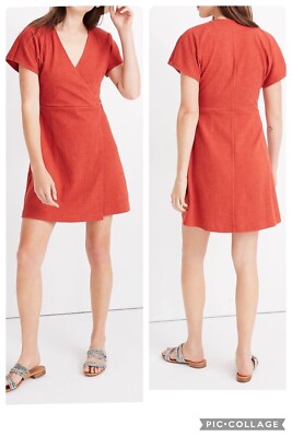 madewell burnt orange dress Madewell Texture and Thread burnt orange wrap dress