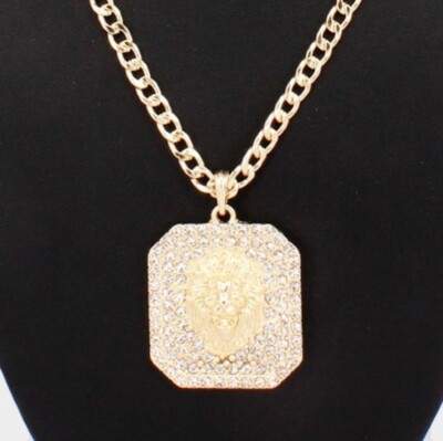 Gold Lionhead Medallion Chain Link Pendant Belt Statement Fashion Accessories Similar Items to 1990 main image 2