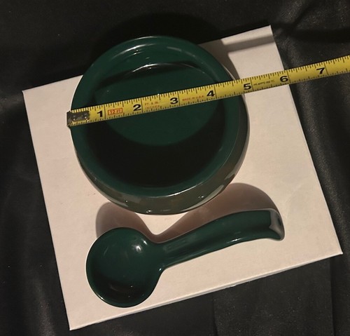 Salsa Bowl With Ladle Made In Portugal Terra Cotta W/Green Glaze Harry And David - Picture 17 of 18