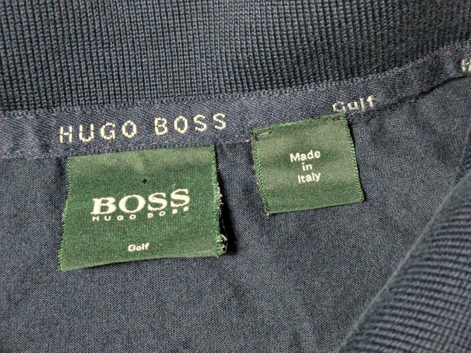 HUGO BOSS GOLF Men Medium Navy GRAYHAWK GOLF CLUB Polo Shirt Made In Italy thumbnail 7