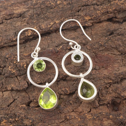 Peridot Gemstone 925 Sterling Silver Earring Handmade jewelry Earring Gift For - Picture 2 of 3