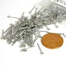 20 Platinum Silver Plated Brass 14mm Long 21 Gauge Head Pins with 2mm Round Ball