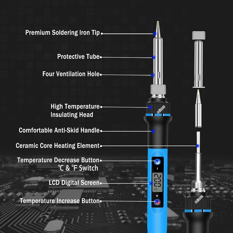 Kit de ferro de solda elétrico digital 80W ferramenta de solda ajustável Tempe pistola de solda - Imagem 3 de 4