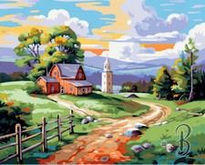 House on the Hillside Printed Needlepoint Canvas Tranquil Retreat Scenic Views