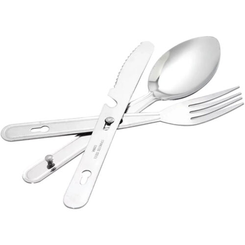 3 Piece Camping Cutlery Set Stainless Steel Fork Knife Spoon Festival Travel X2 - Picture 3 of 5
