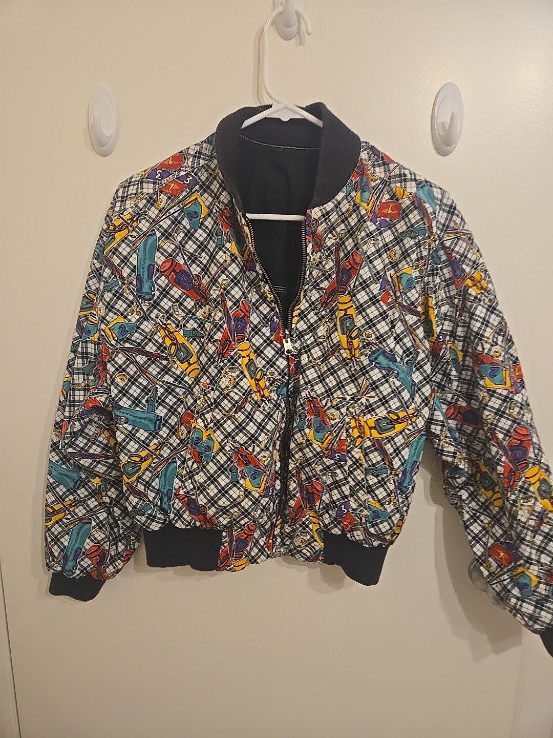 Y2k Liz sport Sz S 100% Cotton Double Sided Windbreaker Golf Jacket